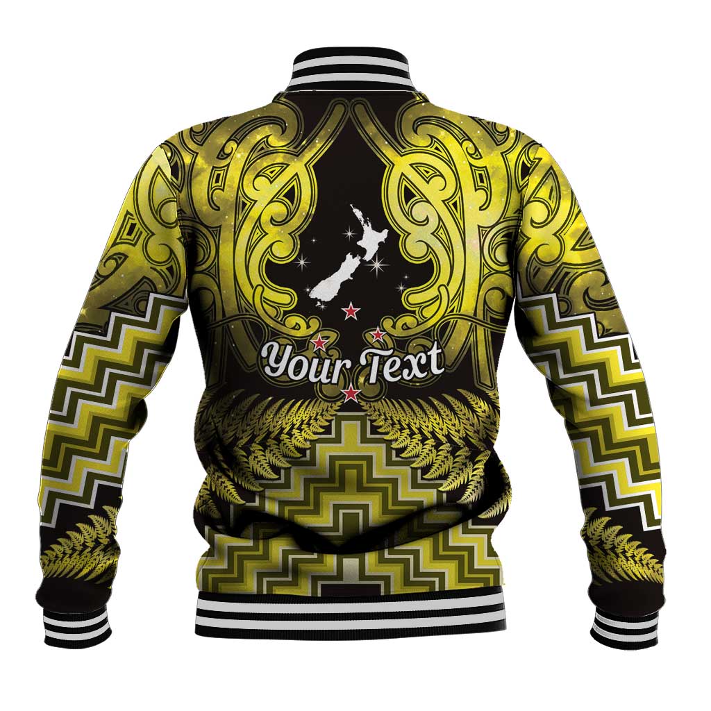 Personalised Aotearoa Matariki Baseball Jacket Yellow Fern Maori Poutama LT01 - Polynesian Pride