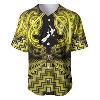 Personalised Aotearoa Matariki Baseball Jersey Yellow Fern Maori Poutama