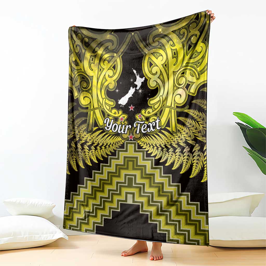 Personalised Aotearoa Matariki Blanket Yellow Fern Maori Poutama LT01 - Polynesian Pride