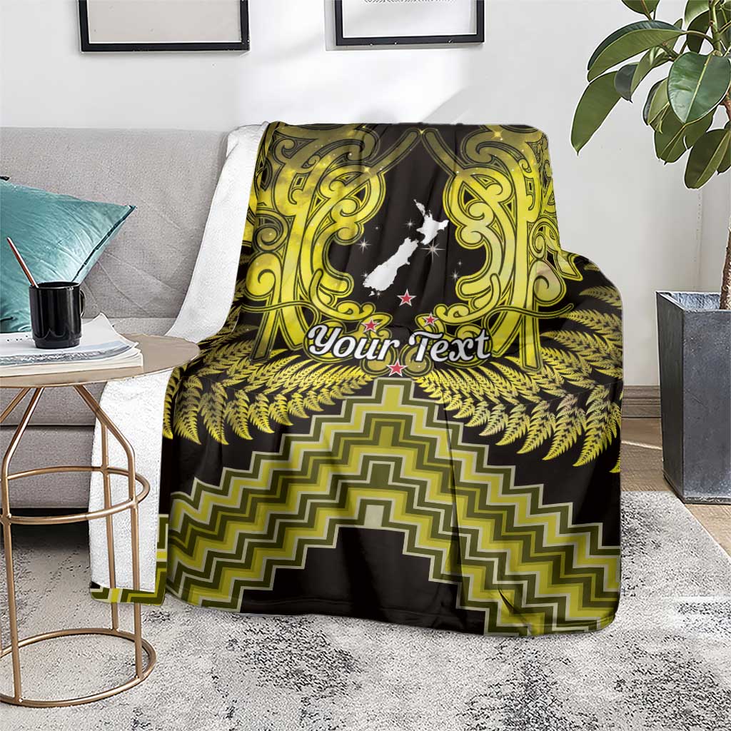 Personalised Aotearoa Matariki Blanket Yellow Fern Maori Poutama LT01 - Polynesian Pride