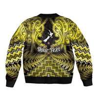 Personalised Aotearoa Matariki Bomber Jacket Yellow Fern Maori Poutama