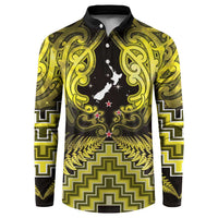 Personalised Aotearoa Matariki Button Sweatshirt Yellow Fern Maori Poutama LT01 Yellow - Polynesian Pride
