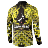 Personalised Aotearoa Matariki Button Sweatshirt Yellow Fern Maori Poutama LT01 - Polynesian Pride