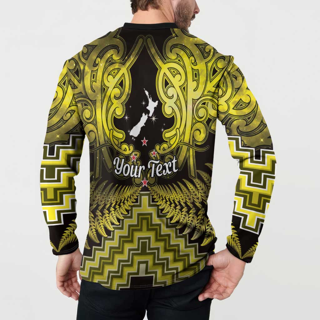 Personalised Aotearoa Matariki Button Sweatshirt Yellow Fern Maori Poutama LT01 - Polynesian Pride