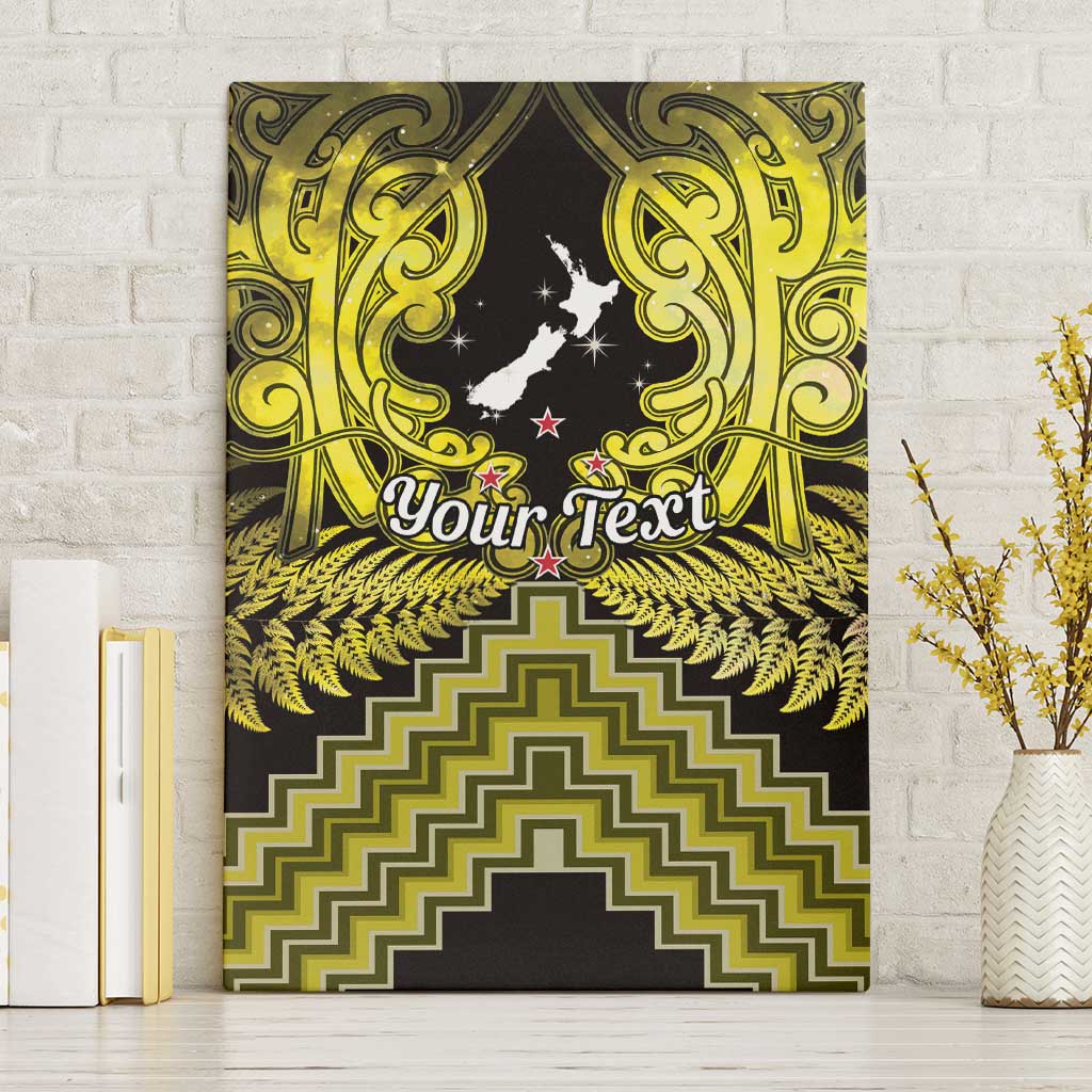 Personalised Aotearoa Matariki Canvas Wall Art Yellow Fern Maori Poutama LT01 Without Frame Yellow - Polynesian Pride