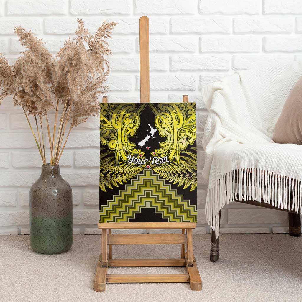 Personalised Aotearoa Matariki Canvas Wall Art Yellow Fern Maori Poutama LT01 - Polynesian Pride