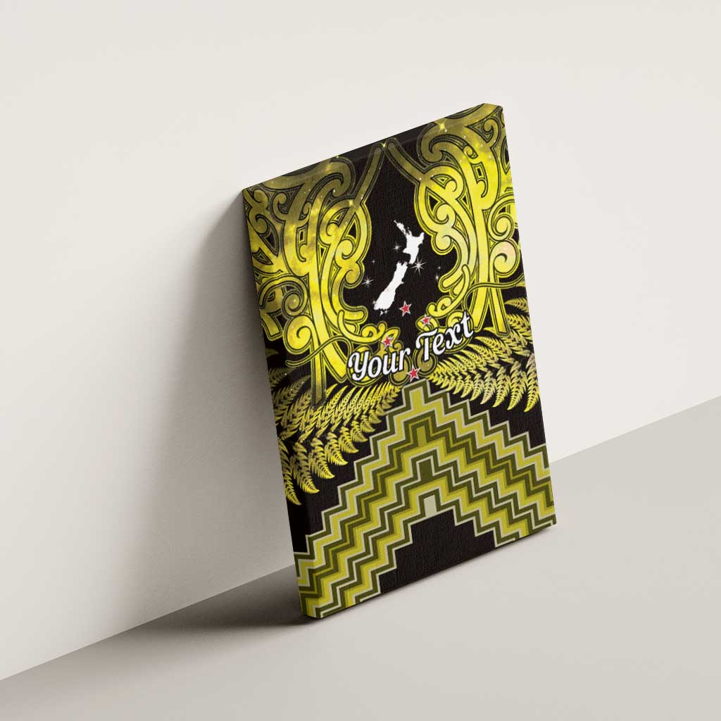 Personalised Aotearoa Matariki Canvas Wall Art Yellow Fern Maori Poutama LT01 - Polynesian Pride