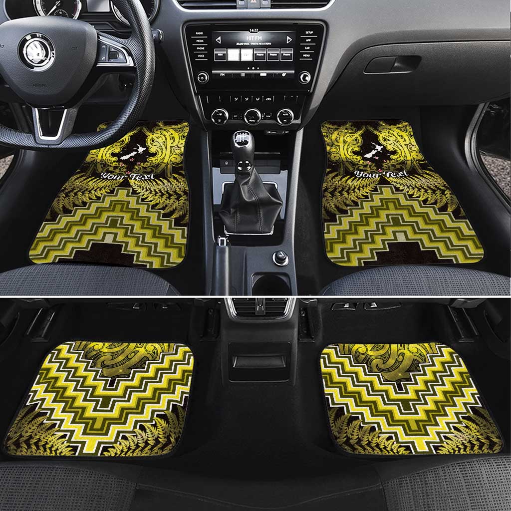 Personalised Aotearoa Matariki Car Mats Yellow Fern Maori Poutama LT01 Set 4pcs Yellow - Polynesian Pride