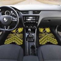 Personalised Aotearoa Matariki Car Mats Yellow Fern Maori Poutama LT01 Set 2pcs - Front Yellow - Polynesian Pride