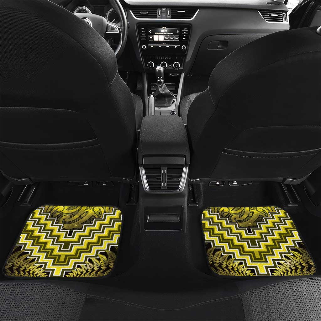 Personalised Aotearoa Matariki Car Mats Yellow Fern Maori Poutama LT01 Set 2pcs - Back Yellow - Polynesian Pride