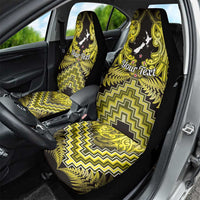 Personalised Aotearoa Matariki Car Seat Cover Yellow Fern Maori Poutama