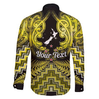 Personalised Aotearoa Matariki Family Matching Long Sleeve Bodycon Dress and Hawaiian Shirt Yellow Fern Maori Poutama