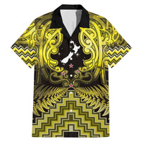 Personalised Aotearoa Matariki Family Matching Mermaid Dress and Hawaiian Shirt Yellow Fern Maori Poutama