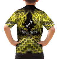 Personalised Aotearoa Matariki Family Matching Short Sleeve Bodycon Dress and Hawaiian Shirt Yellow Fern Maori Poutama