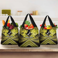 Personalised Aotearoa Matariki Grocery Bag Yellow Fern Maori Poutama LT01 3-pack One Size Yellow - Polynesian Pride