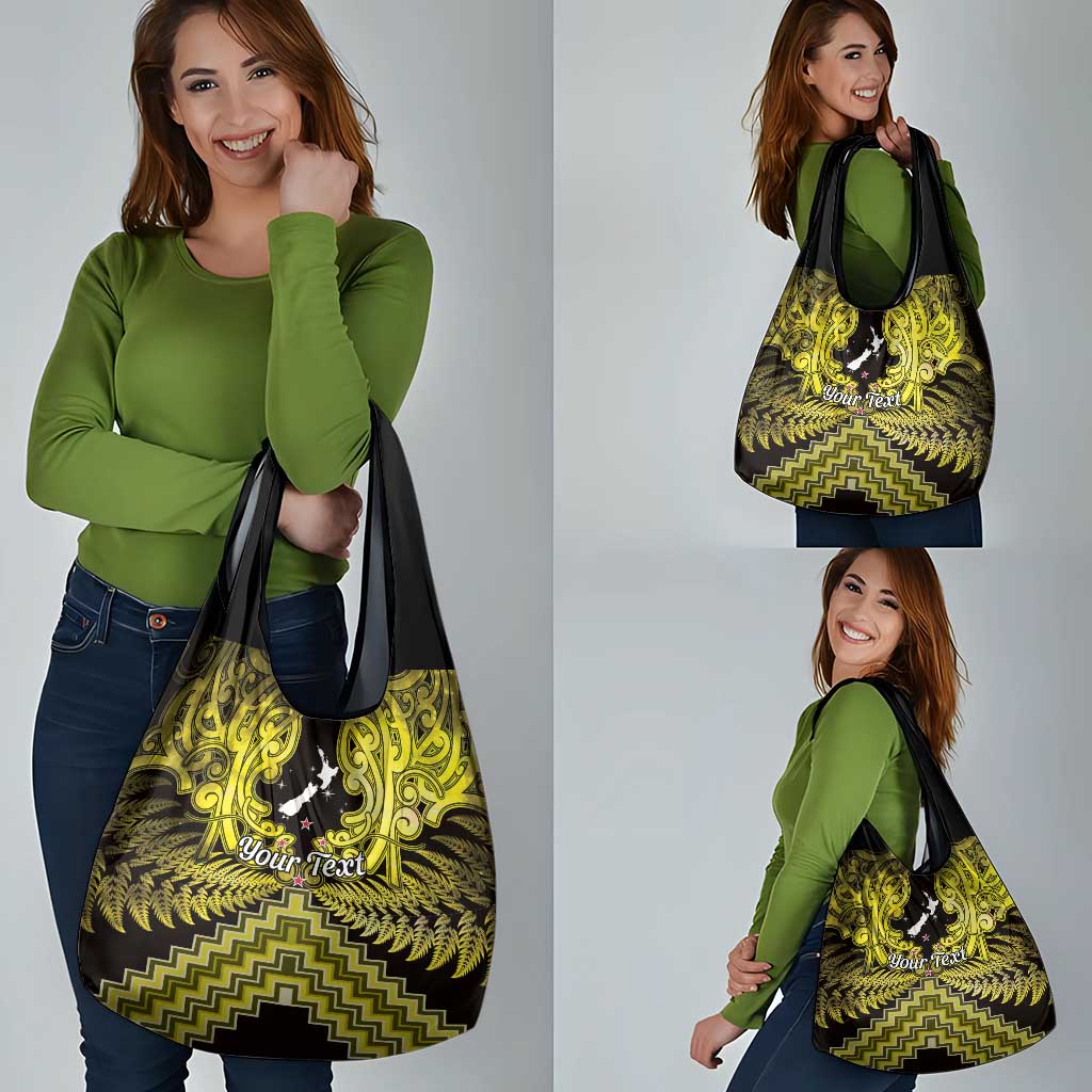 Personalised Aotearoa Matariki Grocery Bag Yellow Fern Maori Poutama LT01 - Polynesian Pride