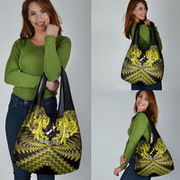 Personalised Aotearoa Matariki Grocery Bag Yellow Fern Maori Poutama LT01 - Polynesian Pride
