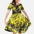 Personalised Aotearoa Matariki Kid Short Sleeve Dress Yellow Fern Maori Poutama