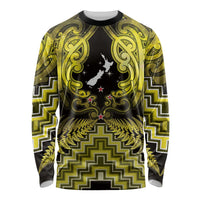 Personalised Aotearoa Matariki Long Sleeve Shirt Yellow Fern Maori Poutama LT01 Unisex Yellow - Polynesian Pride
