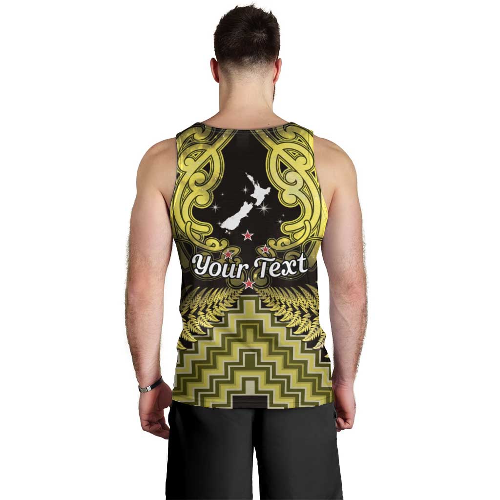 Personalised Aotearoa Matariki Men Tank Top Yellow Fern Maori Poutama LT01 - Polynesian Pride