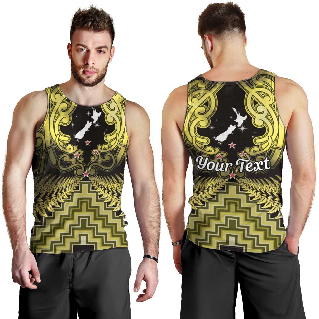 Personalised Aotearoa Matariki Men Tank Top Yellow Fern Maori Poutama LT01 - Polynesian Pride