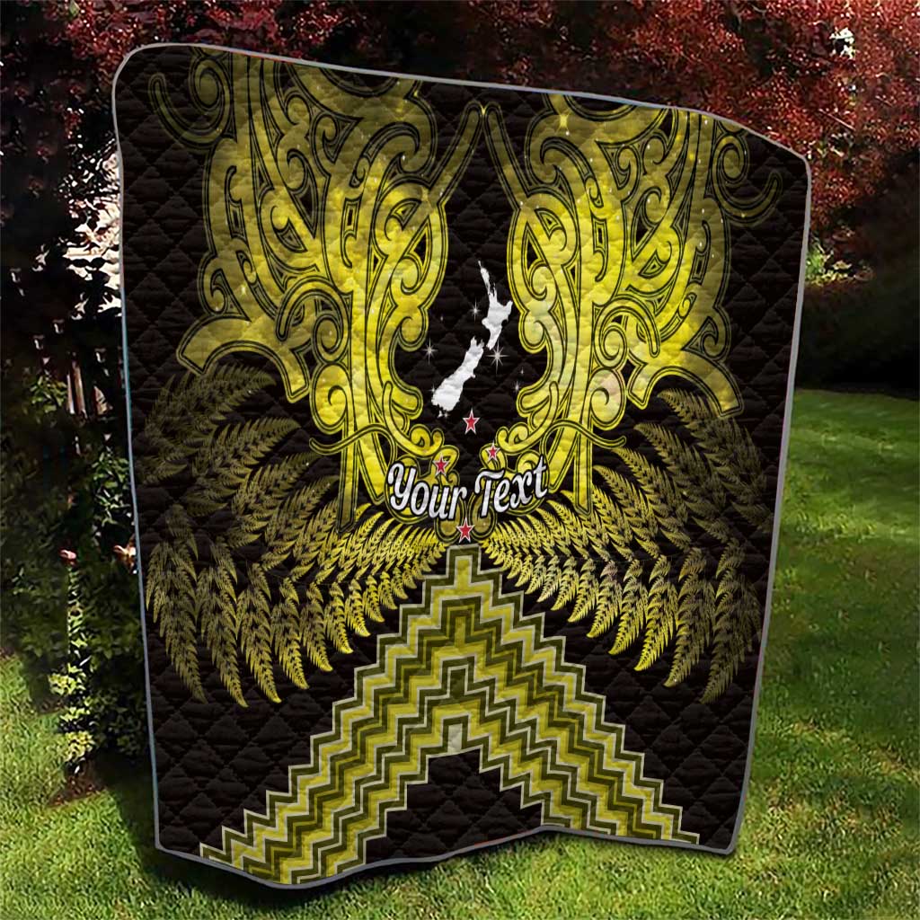 Personalised Aotearoa Matariki Quilt Yellow Fern Maori Poutama