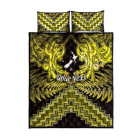 Personalised Aotearoa Matariki Quilt Bed Set Yellow Fern Maori Poutama LT01 - Polynesian Pride