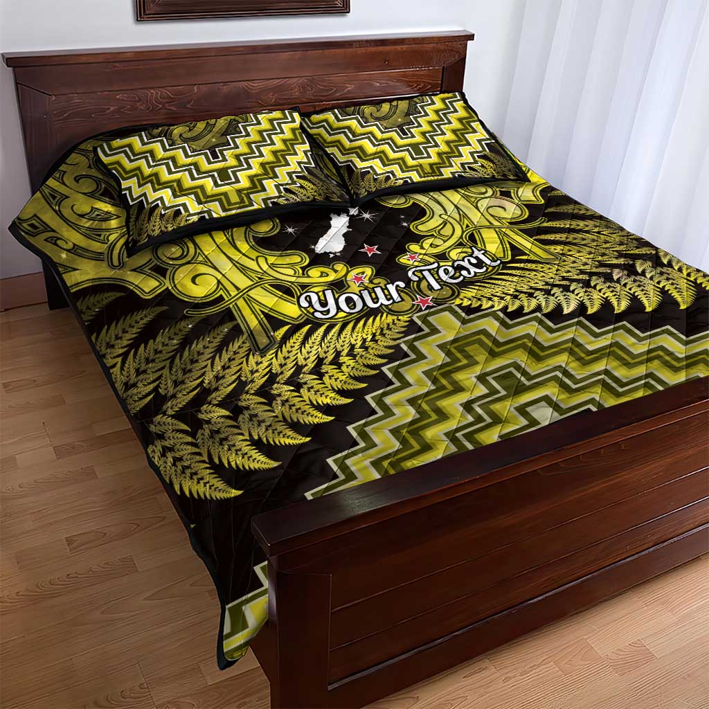 Personalised Aotearoa Matariki Quilt Bed Set Yellow Fern Maori Poutama LT01 - Polynesian Pride
