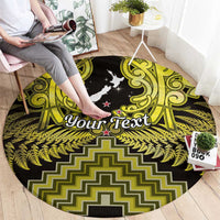 Personalised Aotearoa Matariki Round Carpet Yellow Fern Maori Poutama