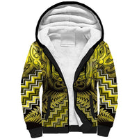 Personalised Aotearoa Matariki Sherpa Hoodie Yellow Fern Maori Poutama LT01 Unisex Yellow - Polynesian Pride