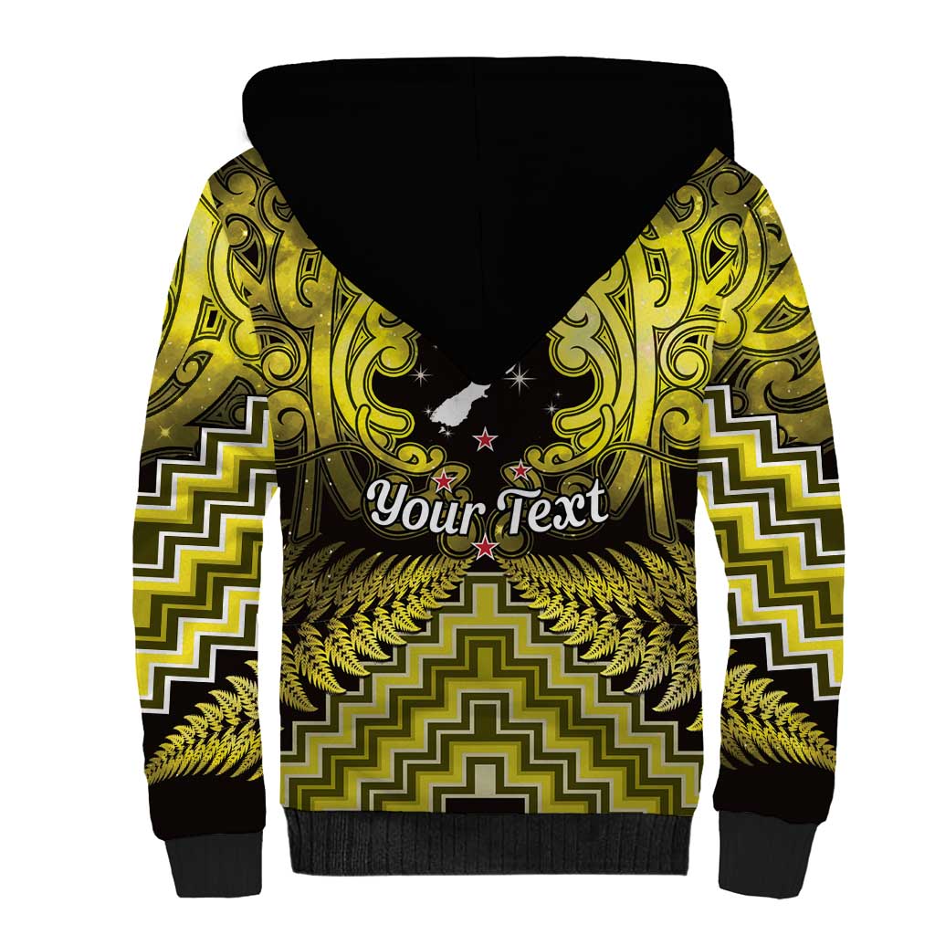 Personalised Aotearoa Matariki Sherpa Hoodie Yellow Fern Maori Poutama LT01 - Polynesian Pride