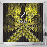 Personalised Aotearoa Matariki Shower Curtain Yellow Fern Maori Poutama