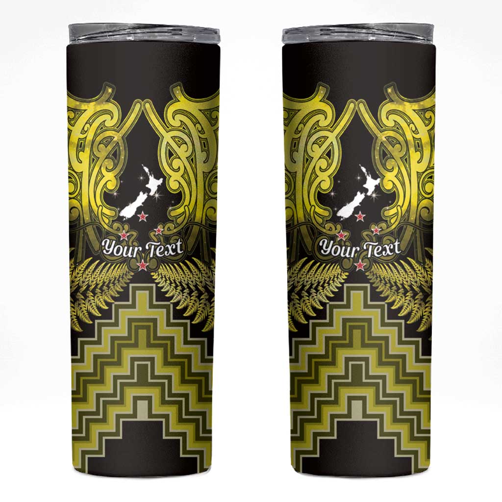 Personalised Aotearoa Matariki Skinny Tumbler Yellow Fern Maori Poutama