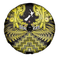 Personalised Aotearoa Matariki Spare Tire Cover Yellow Fern Maori Poutama