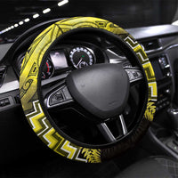 Aotearoa Matariki Steering Wheel Cover Yellow Fern Maori Poutama LT01 Universal Fit Yellow - Polynesian Pride