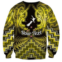 Personalised Aotearoa Matariki Sweatshirt Yellow Fern Maori Poutama LT01 - Polynesian Pride