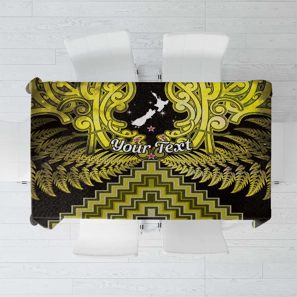 Personalised Aotearoa Matariki Tablecloth Yellow Fern Maori Poutama LT01 Yellow - Polynesian Pride