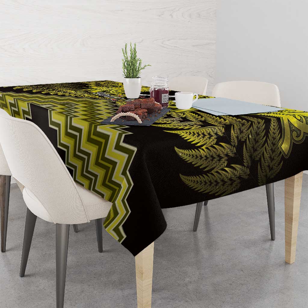 Personalised Aotearoa Matariki Tablecloth Yellow Fern Maori Poutama LT01 - Polynesian Pride