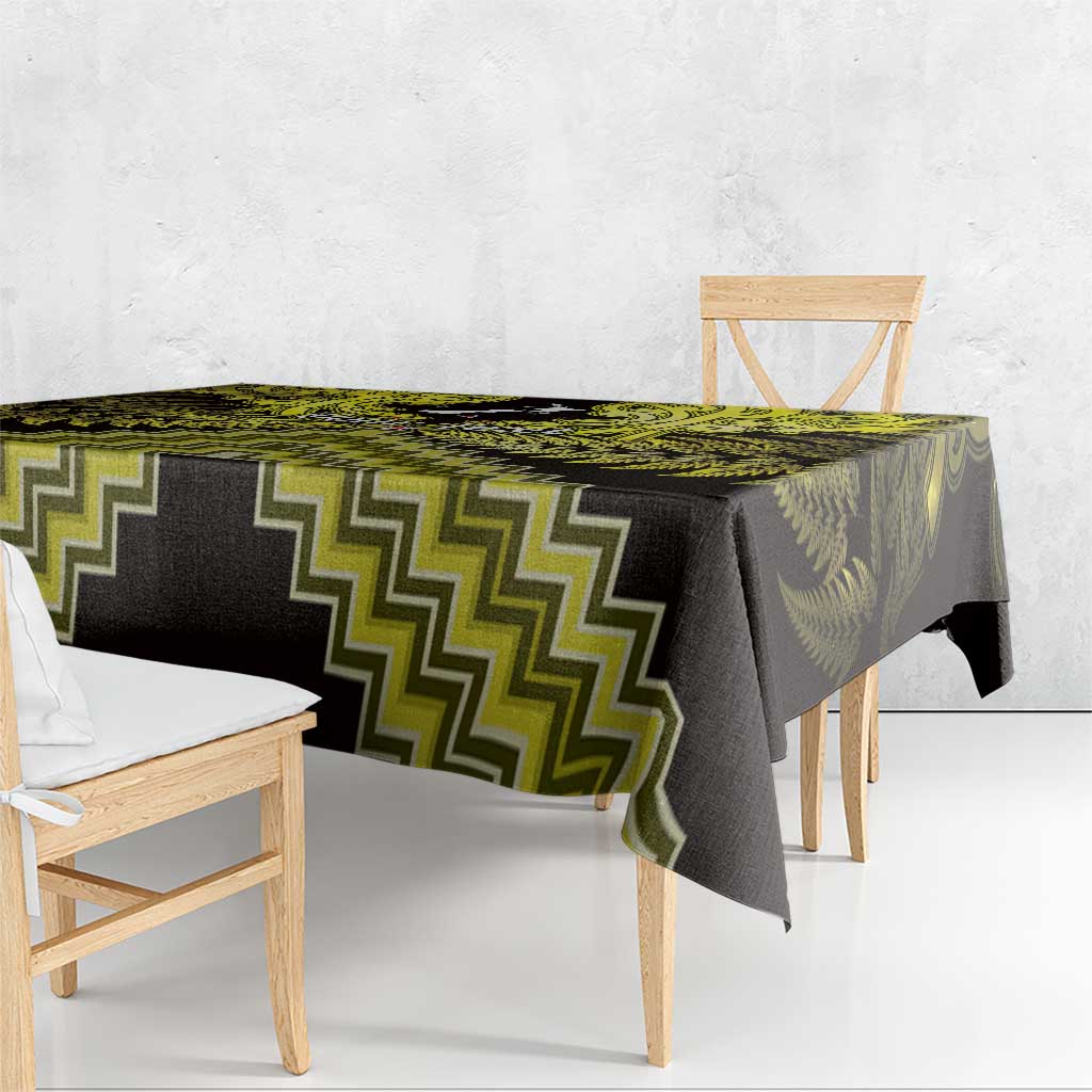 Personalised Aotearoa Matariki Tablecloth Yellow Fern Maori Poutama LT01 - Polynesian Pride