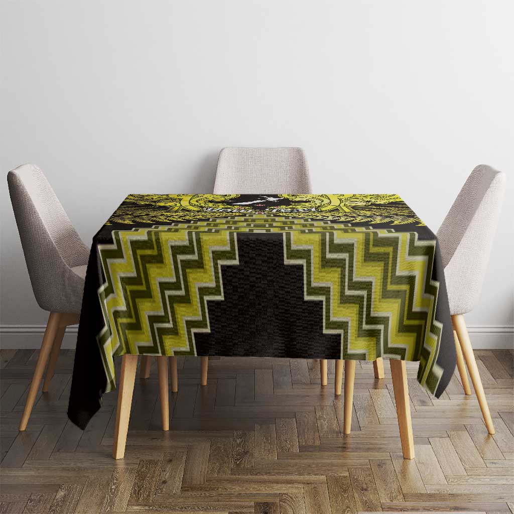 Personalised Aotearoa Matariki Tablecloth Yellow Fern Maori Poutama LT01 - Polynesian Pride