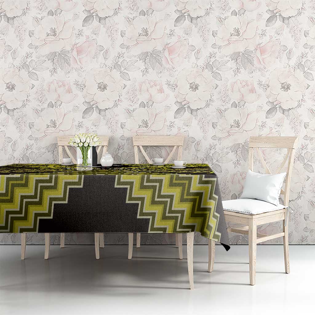 Personalised Aotearoa Matariki Tablecloth Yellow Fern Maori Poutama LT01 - Polynesian Pride