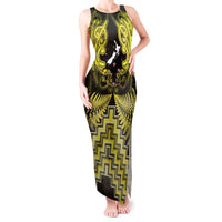 Personalised Aotearoa Matariki Tank Maxi Dress Yellow Fern Maori Poutama