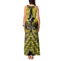 Personalised Aotearoa Matariki Tank Maxi Dress Yellow Fern Maori Poutama