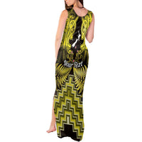 Personalised Aotearoa Matariki Tank Maxi Dress Yellow Fern Maori Poutama