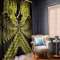 Personalised Aotearoa Matariki Window Curtain Yellow Fern Maori Poutama LT01 - Polynesian Pride