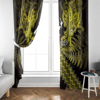 Personalised Aotearoa Matariki Window Curtain Yellow Fern Maori Poutama LT01 - Polynesian Pride