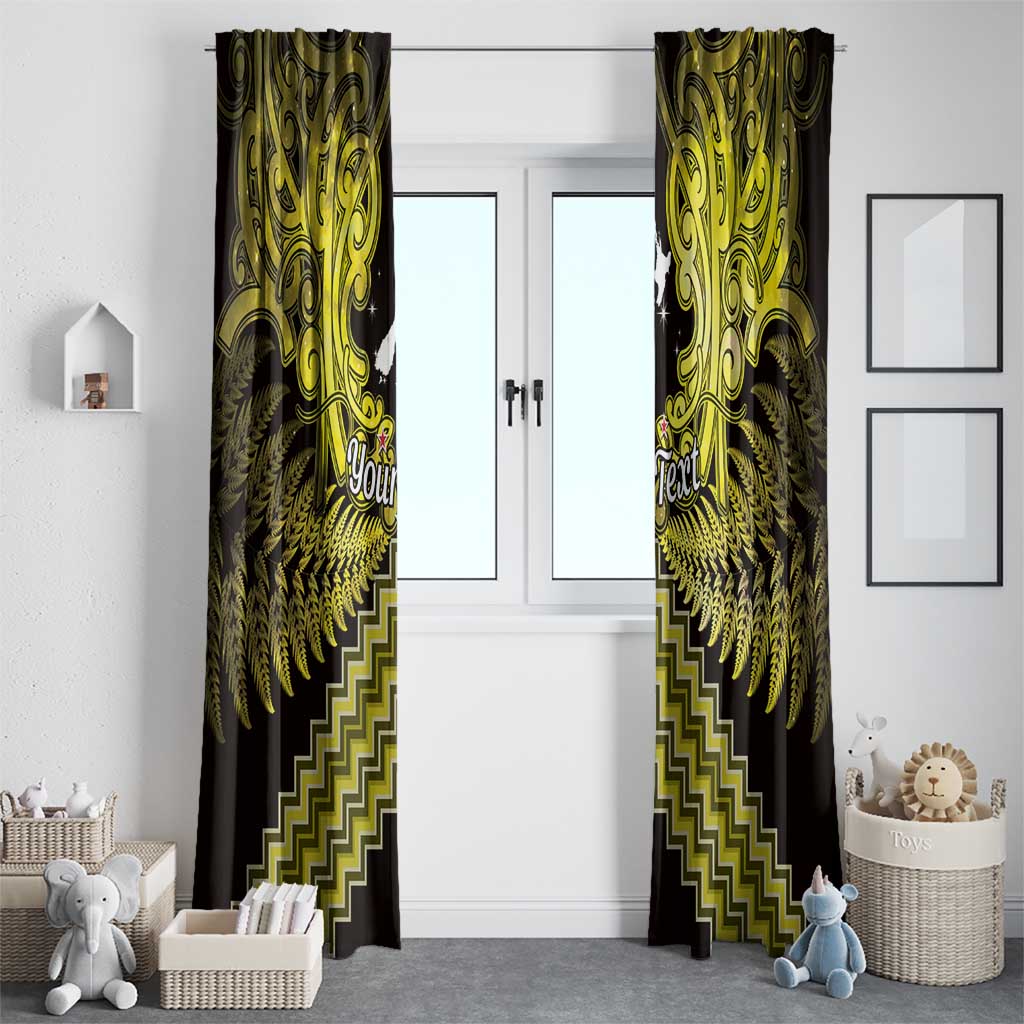 Personalised Aotearoa Matariki Window Curtain Yellow Fern Maori Poutama LT01 - Polynesian Pride