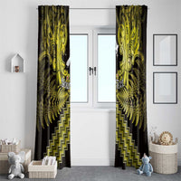 Personalised Aotearoa Matariki Window Curtain Yellow Fern Maori Poutama LT01 - Polynesian Pride