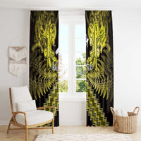 Personalised Aotearoa Matariki Window Curtain Yellow Fern Maori Poutama LT01 - Polynesian Pride