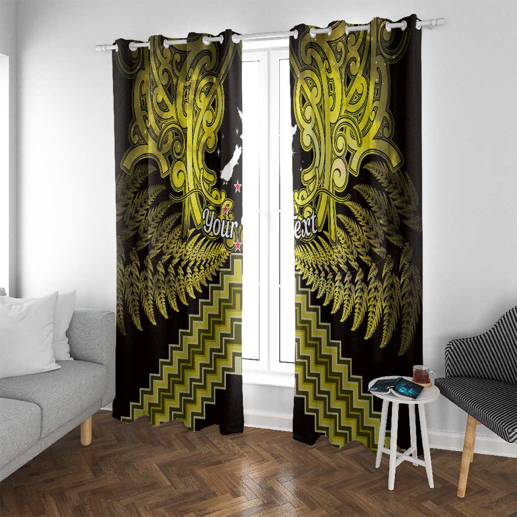 Personalised Aotearoa Matariki Window Curtain Yellow Fern Maori Poutama LT01 With Grommets Yellow - Polynesian Pride